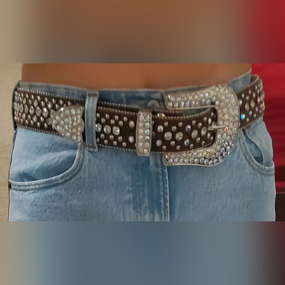 Rhinestone embellished belt